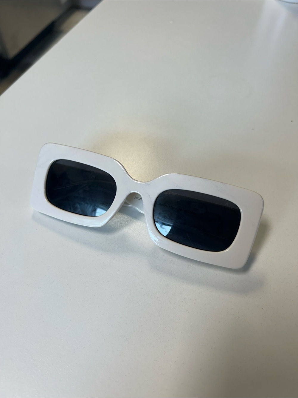 MATT & NAT Rectangular White Frame Sunglasses with Dark Lenses